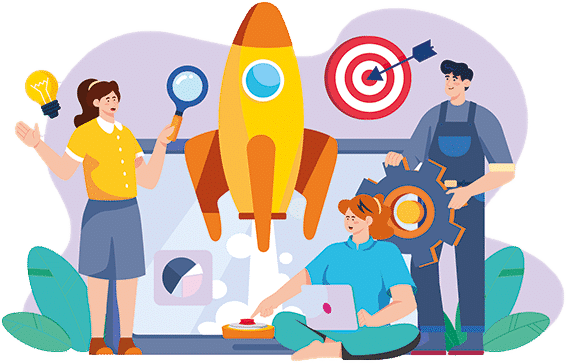 Запуск та просування проектів: ілюстрація успішного старту стартапу: впізнаваність бренду