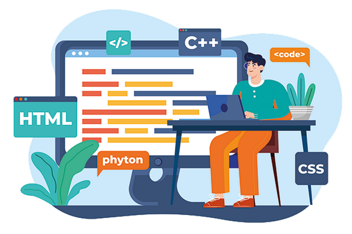 Процесс разработки сайтов: программист работает с кодом Python, HTML и CSS: маркетинговый анализ
