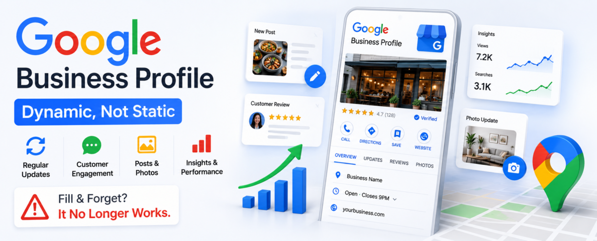 Профиль бизнеса Google, динамичный интерфейс